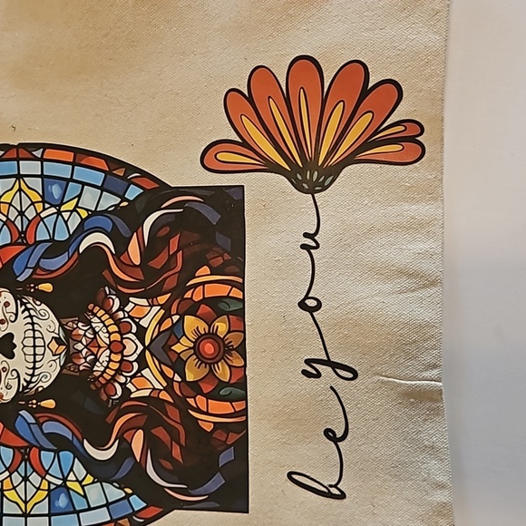 Hand Crafted Tote Bag Sugar Skull Multicolored Be You Reusable grocery bag 13" - Picture 13 of 17